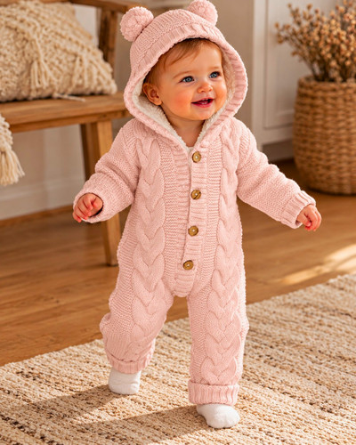 Baby strick strampler rosa - rosa, mit
